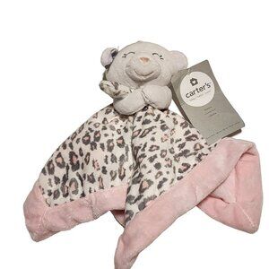 Carter's pink cheetah leopard print bear lovey security blanket New